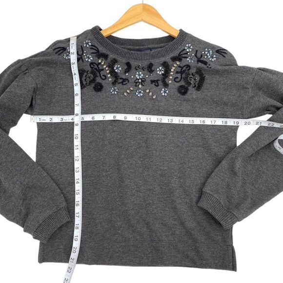 Maeve by Anthropologie gray Tallie beaded embellished sweatshirt size xsmall - Picture 7 of 7